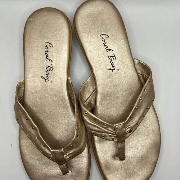 Coral Bay Gold Wedge Sandals with Metallic Finish - Picture 1 of 6